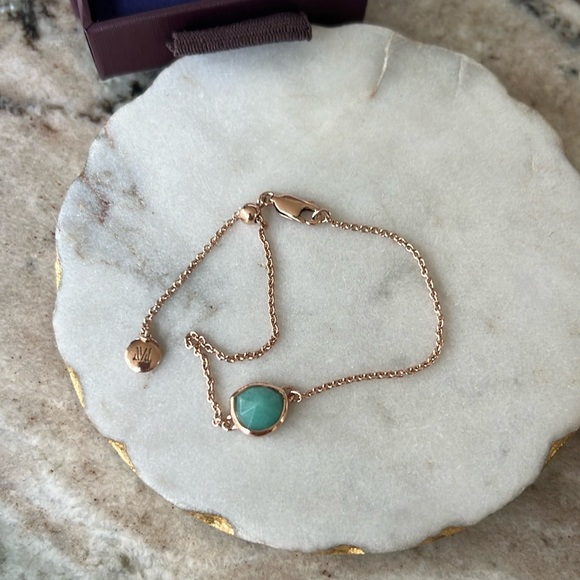 Monica Vinader Siren Fine Chain Bracelet 18ct Rose Gold Vermeil & Amazonite - Picture 4 of 5